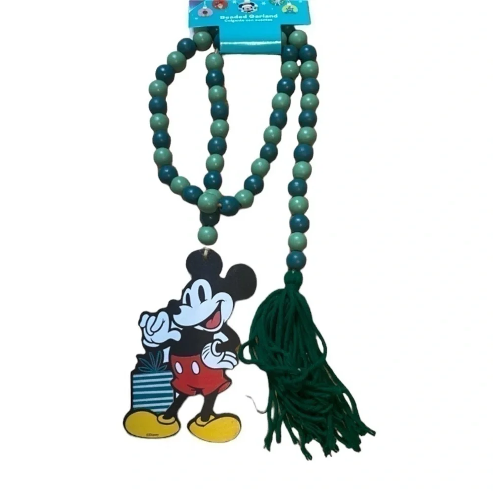 Disney Mickey Mouse Beaded Garland NEW Green Christmas Decoration